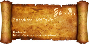 Zsivkov Máté névjegykártya